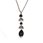 Black Onyx Leaf Marcasite Teardrop Necklace